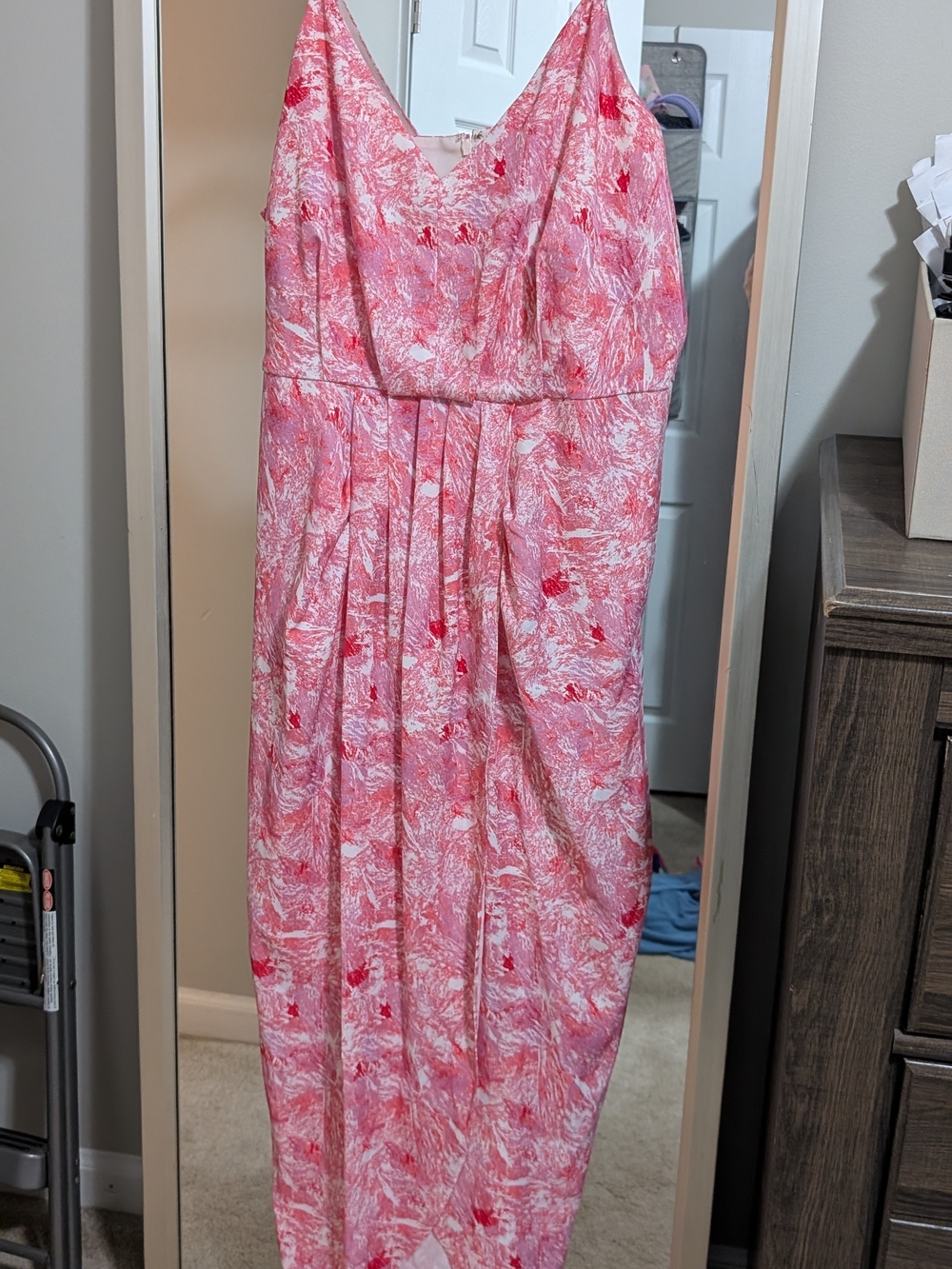 Chelsea28 Pink and Red Watercolor Maxi Dress